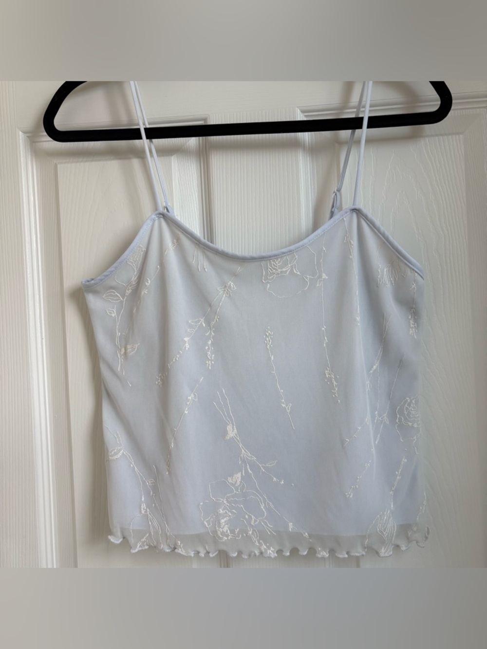 Light Blue Fairy Y2K Floral Embroidered Cami Tank Top